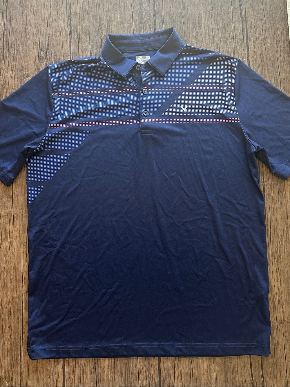 Callaway Navy Polo with Subtle Stripe Accent